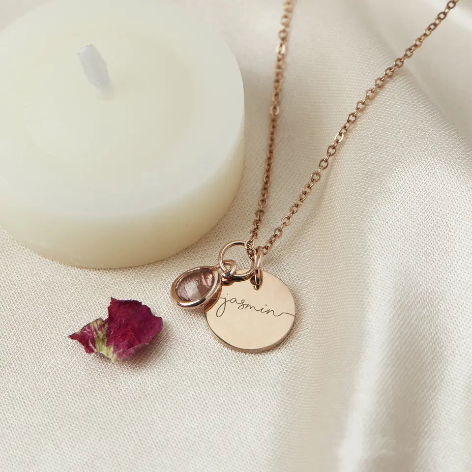 Personalized Birthstone  Circle Necklace