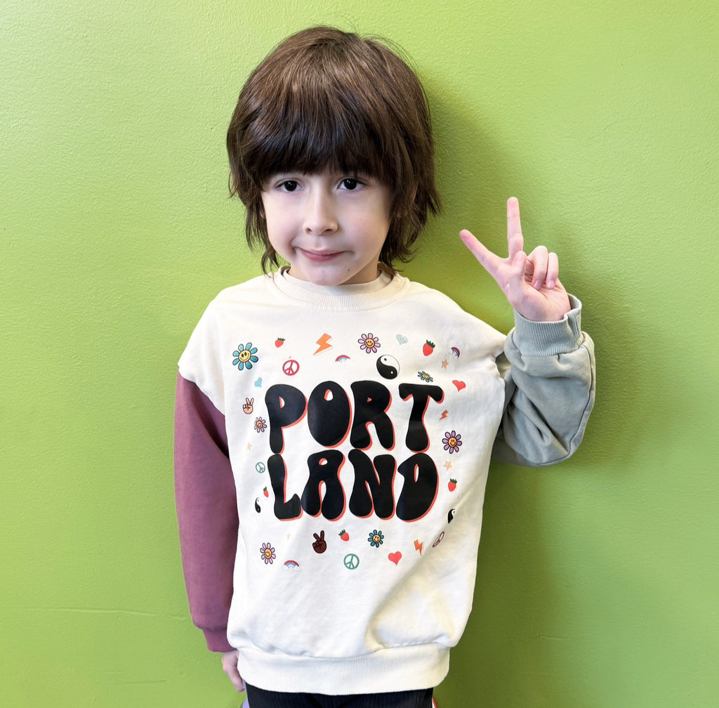Portland Funfetti Colorblock Kids Sweatshirt