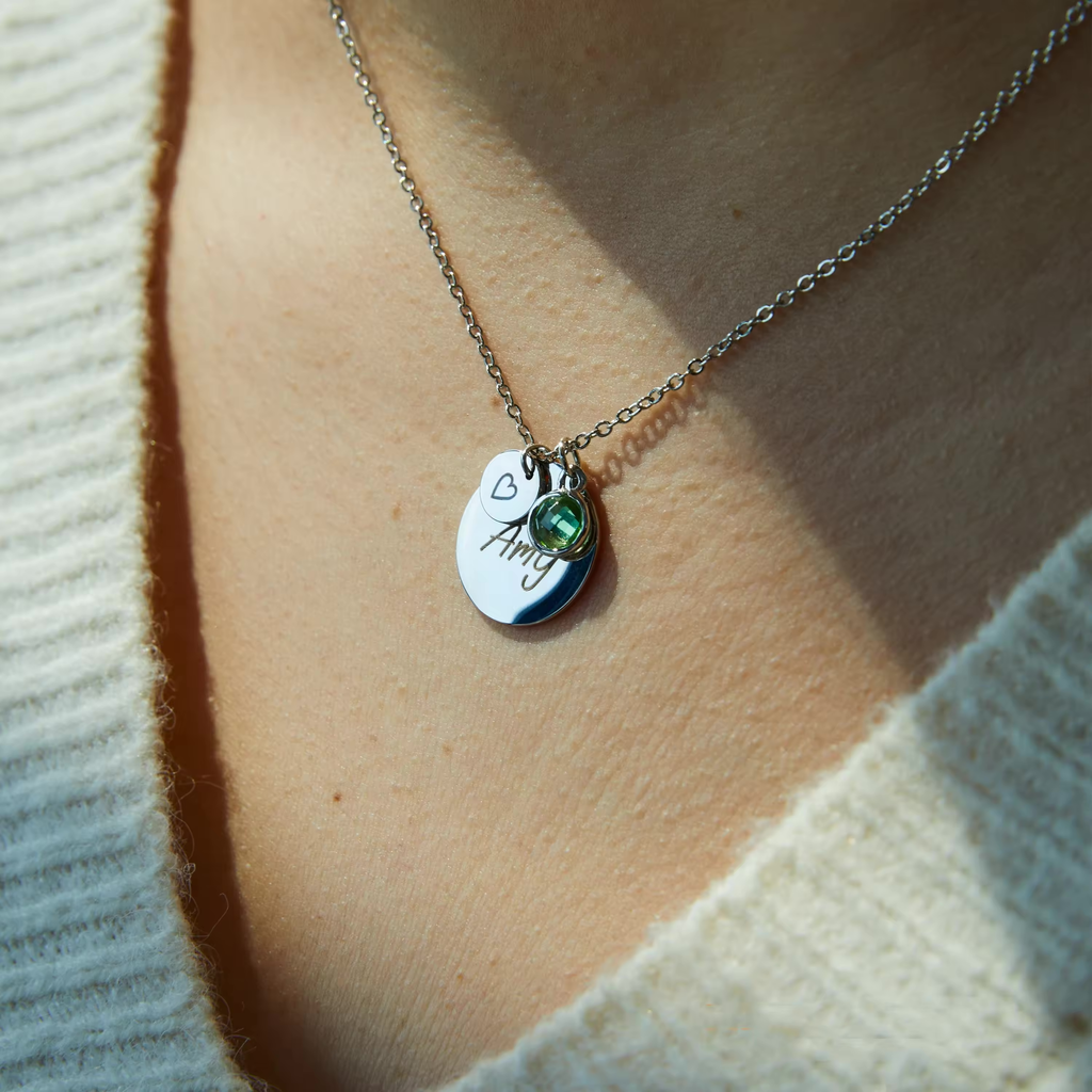 Personalized Birthstone Disc Necklace