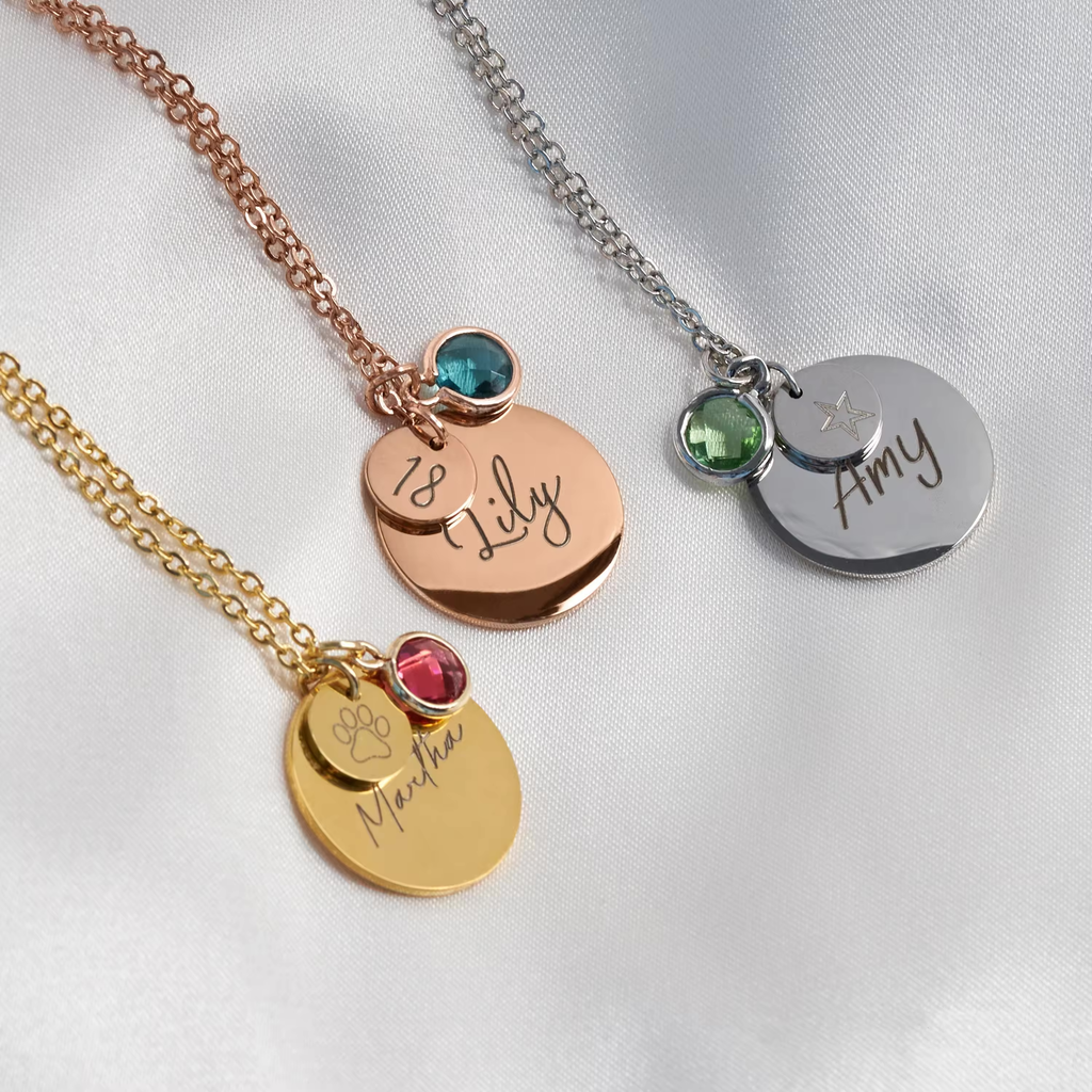 Personalized Birthstone Disc Necklace