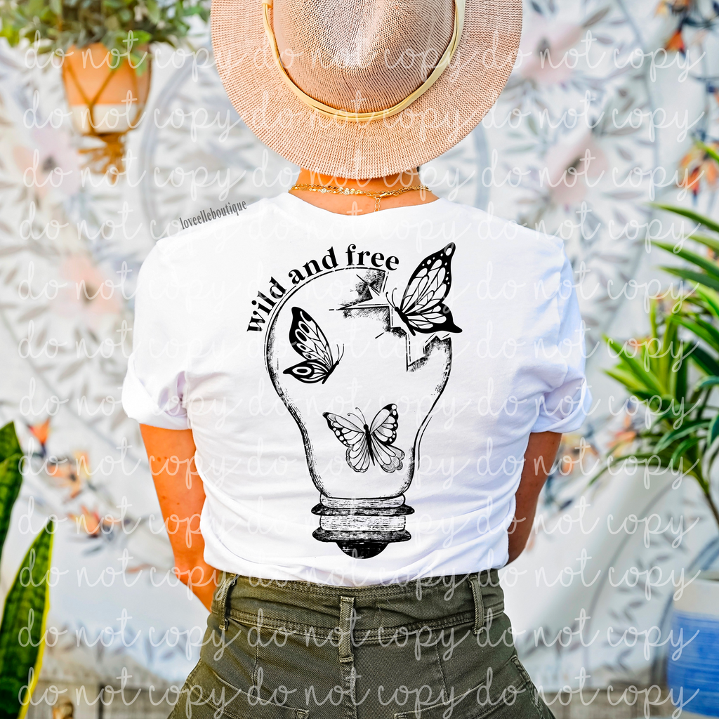 Wild and Free Butterfly Back and Pocket Tee