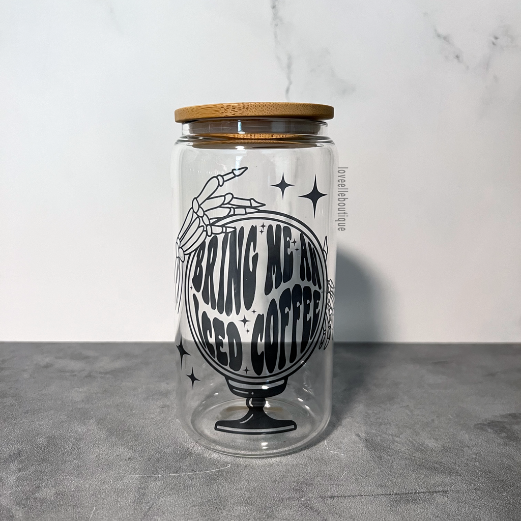 Bring Me Iced Coffee 16 oz Glass Can Cup