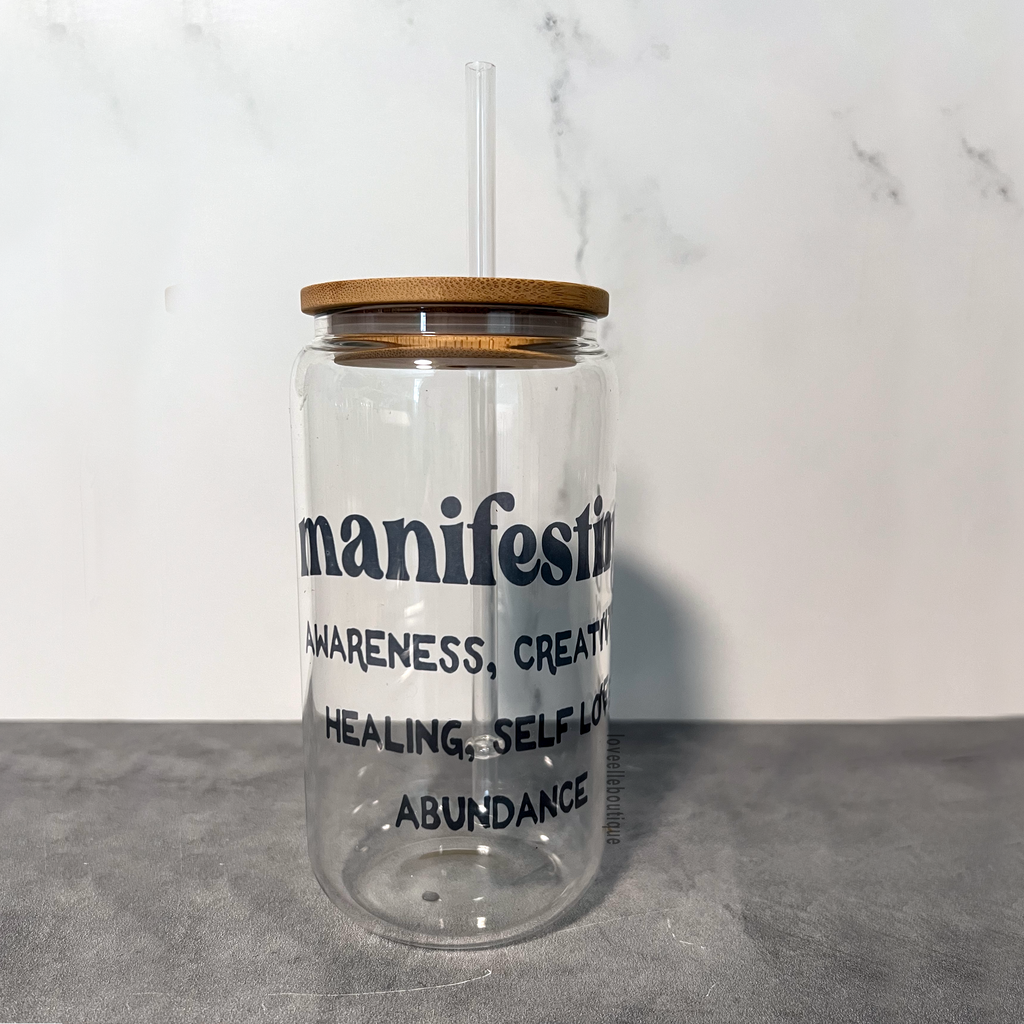 Manifesting 16 oz Glass Can Cup